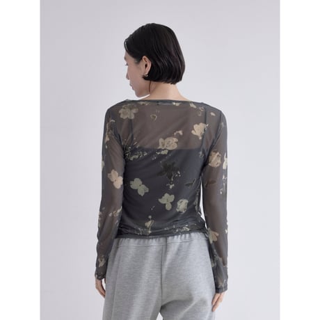 《予約販売》vintage like flower sheer tops/2colors_nt2522