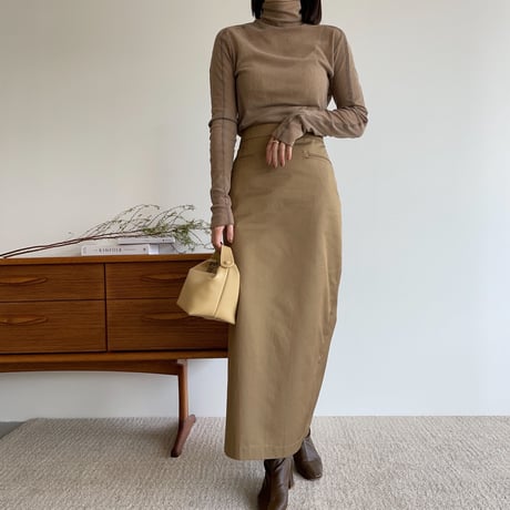 【nokcha original】twill long skirt/beige_ns0064