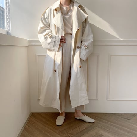 【NOKCHA  original】over trench coat /ivory_no0005