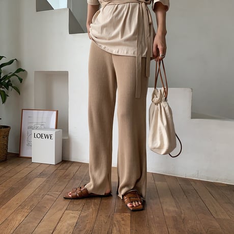 【nokcha original】quality linen knit pants/beige_np0211