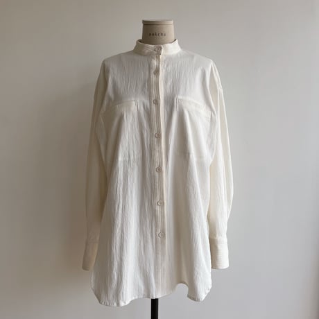 【nokcha original】jacquard round shirt/white_nb0090