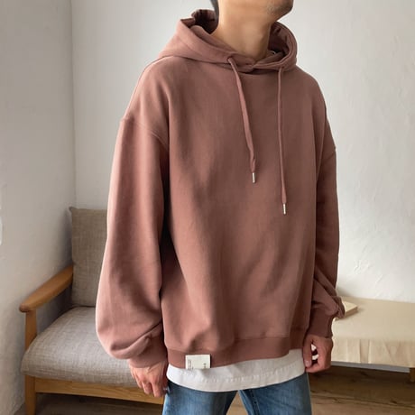 【nokcha original】unisex label hood pullover/dark pink_nt0736