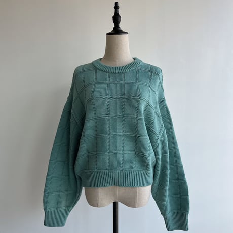 【nokcha original】block over knit/light blue_nt1263