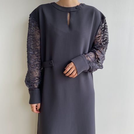 【nokcha original】sleeve dress/charcoal navy_nd0134