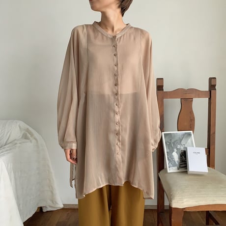【nokcha original】sheer raglan over shirt/beige_nt0513