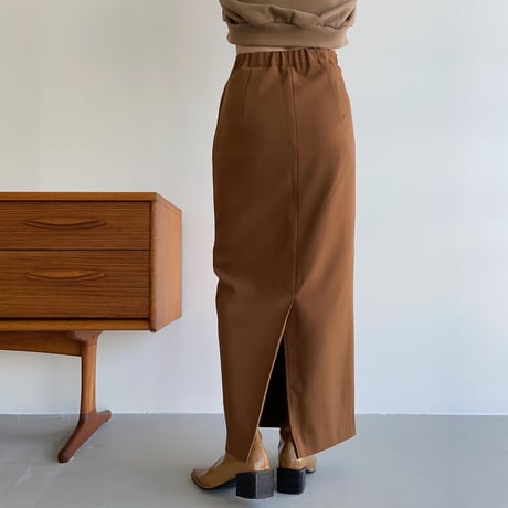 【nokcha original】stitch long skirt/camel brown_ns0059