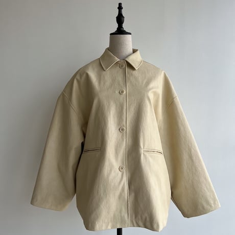 【nokcha original】eco leather over jacket/ivory_no0197