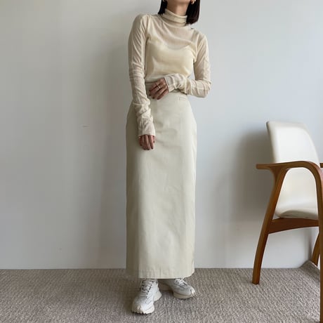 【nokcha original】twill long skirt/ivory_ns0063