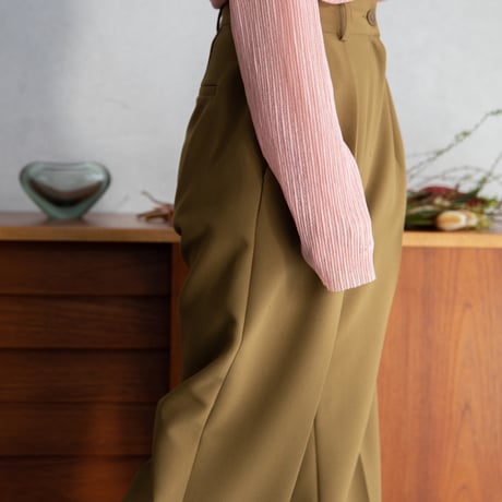 【nokcha original】tuck oval pants/khaki brown_np0537
