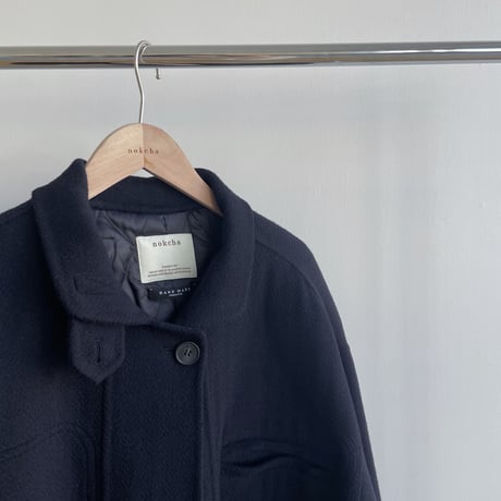 【nokcha original】HAND MADE oval coat/navy_no0304