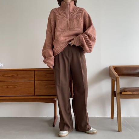【nokcha original】zip up over knit/pink_nt1185