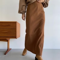 【nokcha original】stitch long skirt/camel brown_ns0059
