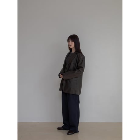 《予約販売》vintage like tailored eco leather jacket_no0369