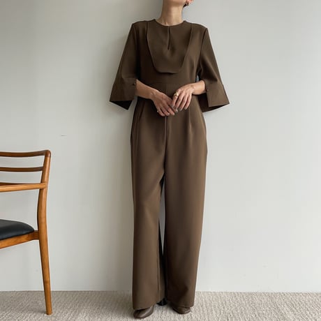 【nokcha original】rich jumpsuit/brown_np0670
