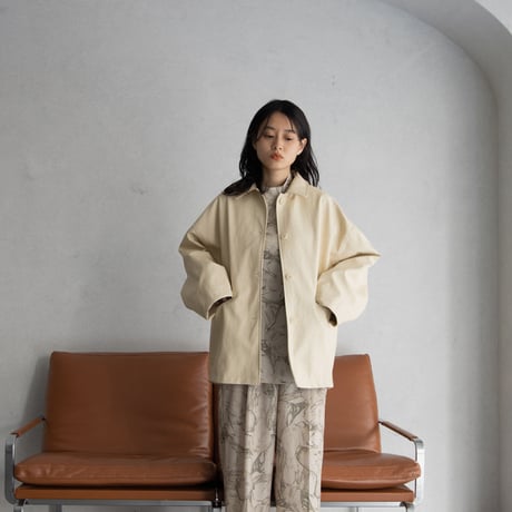 【nokcha original】eco leather over jacket/ivory_no0197