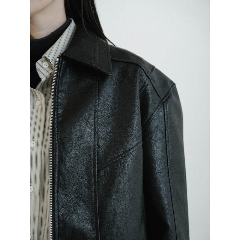 予約販売》accent fake leather jacket(unisex)_no0503