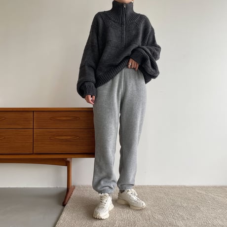 【nokcha original】zip up over knit/charcoal_nt1184