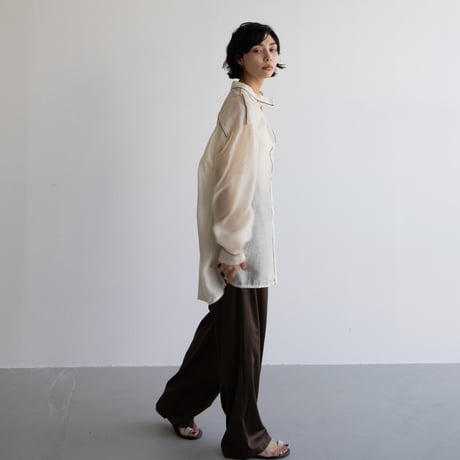 【nokcha original】piping sheer blouse/ivory_nb0055