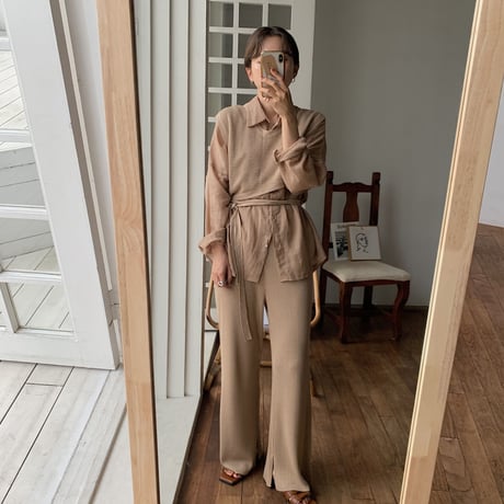 【nokcha original】quality linen knit pants/beige_np0211
