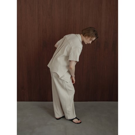 - AUTHENTIC series - vintage like linen shirt/ivory_an0038