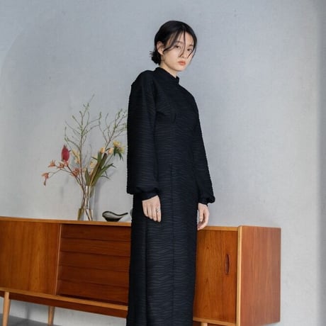 【nokcha original】volume long dress/black_nd0120