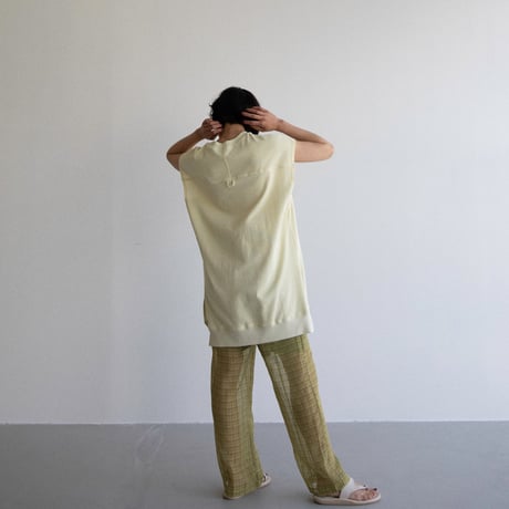 【nokcha original】check sheer pants/light green_np0598