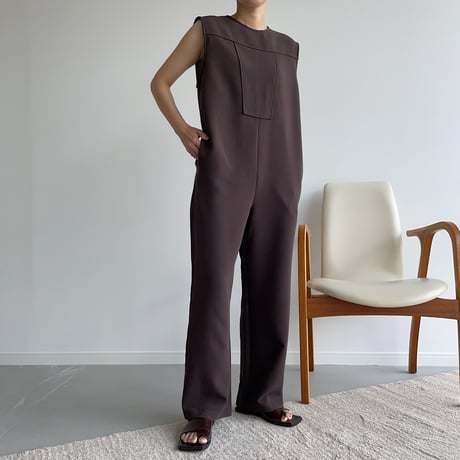 【nokcha original】quality lady jumpsuit/deep brown_np0423