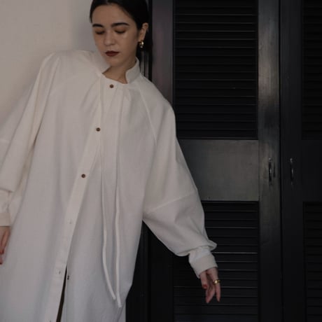 【nokcha original】accent jacquard long shirt/ivory_nb0080