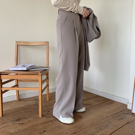 【NOKCHA original】quality long slacks slit pants/ greige_np0163
