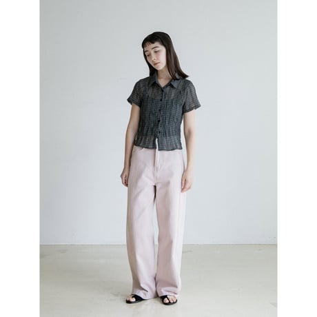 《予約販売》croped sheer check shirt/2colors_nb0378