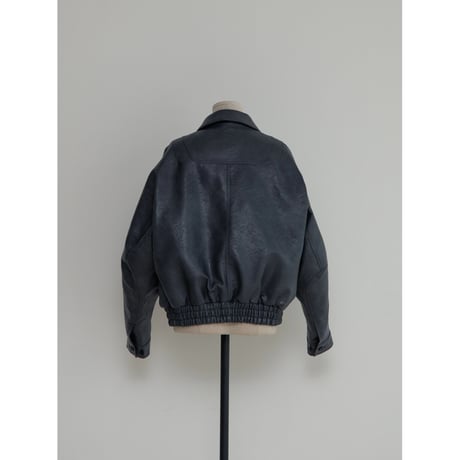 - AUTHENTIC series - throat latch fake leather jacket/blue gray_an0017