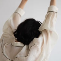 【nokcha original】piping sheer blouse/ivory_nb0055