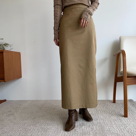 【nokcha original】twill long skirt/beige_ns0064