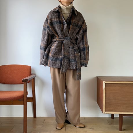 【nokcha original】2way quilting liner check coat_no0124