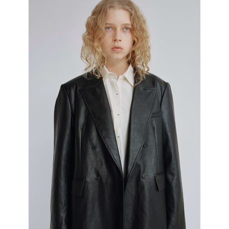 - AUTHENTIC series - double breasted fake leather jacket/black_an0057