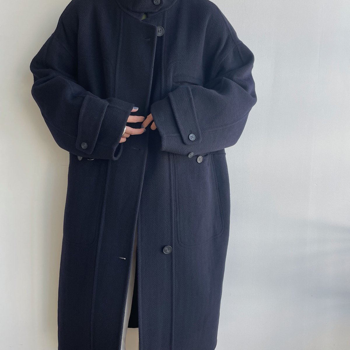 nokcha original】HAND MADE oval coat/navy_no030