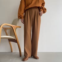 【nokcha original】 quality two tuck wide pants/natural brown_np0465