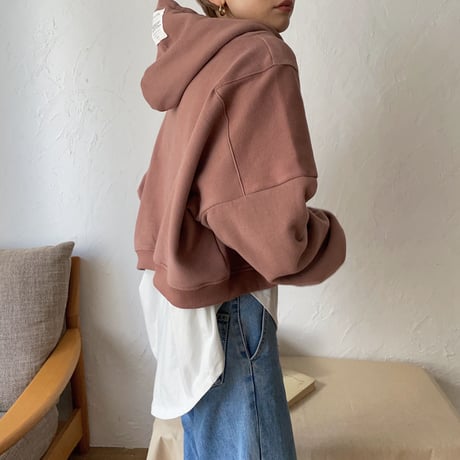 【nokcha original】label hood pullover/dark pink_nt0735
