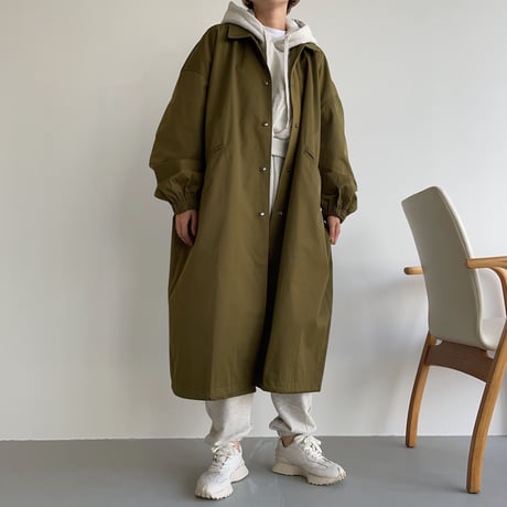 【nokcha original】long coach jacket/khaki_no0166