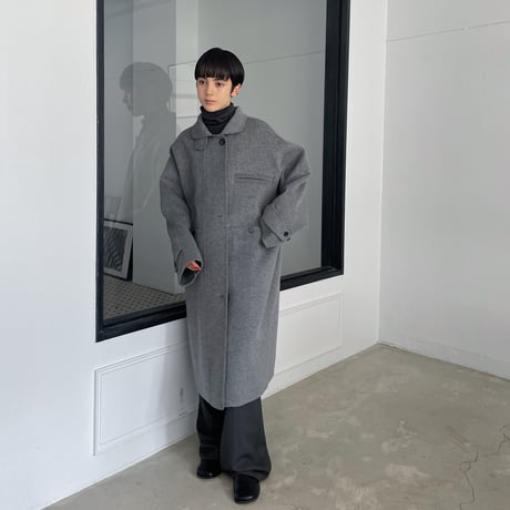 【nokcha original】HAND MADE oval coat/melange gray_no0305