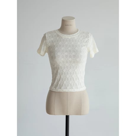 《予約販売》flower accent sheer tee/2colors_nt2318