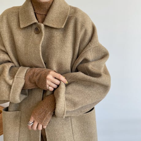 【nokcha original】HAND MADE herringbone over wool coat/beige_no0160
