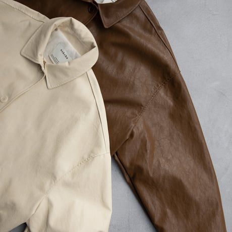 【nokcha original】eco leather over jacket/ivory_no0197