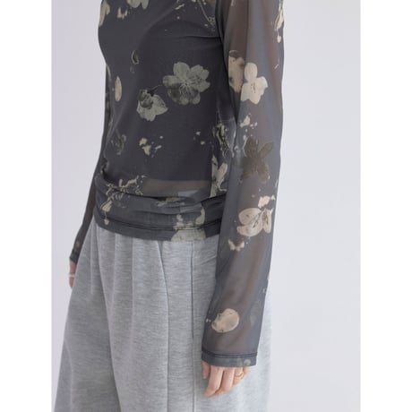 《予約販売》vintage like flower sheer tops/2colors_nt2522