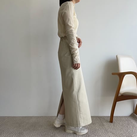 【nokcha original】twill long skirt/ivory_ns0063