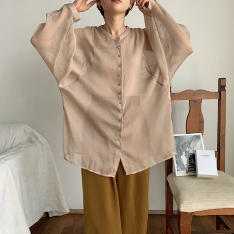 【nokcha original】sheer raglan over shirt/beige_nt0513