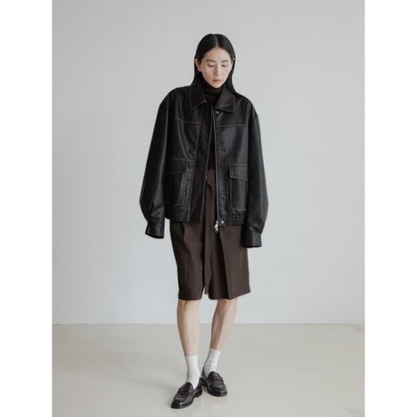 《予約販売》vintage like  fake leather jacket/2colors(unisex)_no0469