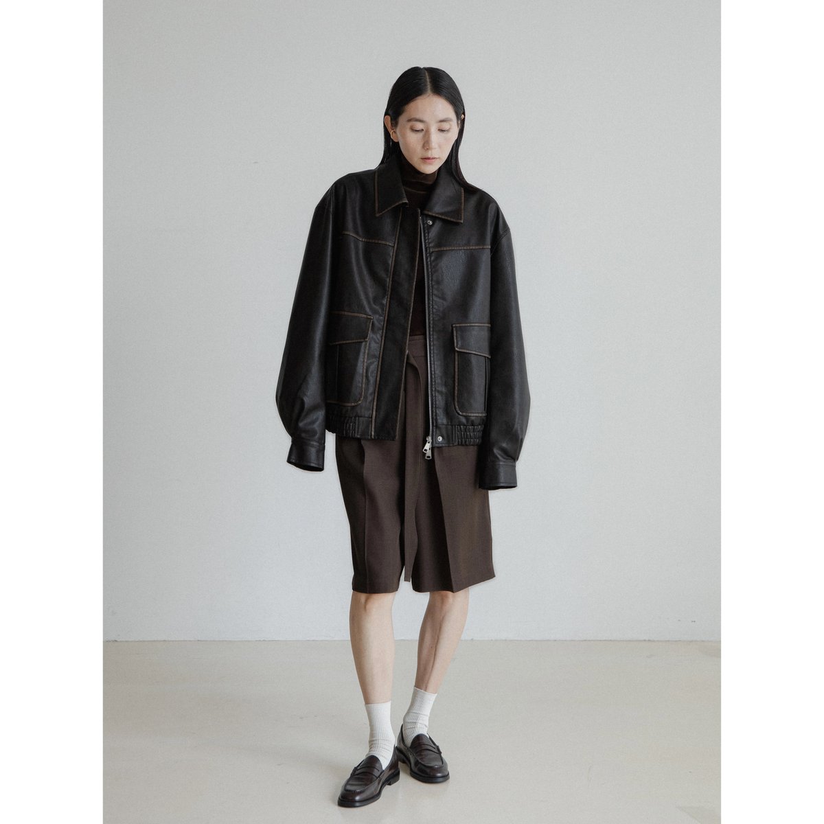 ジャケット・アウター NOKCHA vintage like fake leather jacket 予約販売》vintage like fake leather jacket/2colors