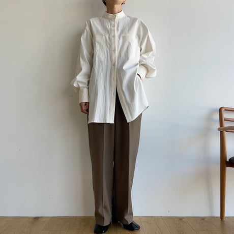 【nokcha original】jacquard round shirt/white_nb0090