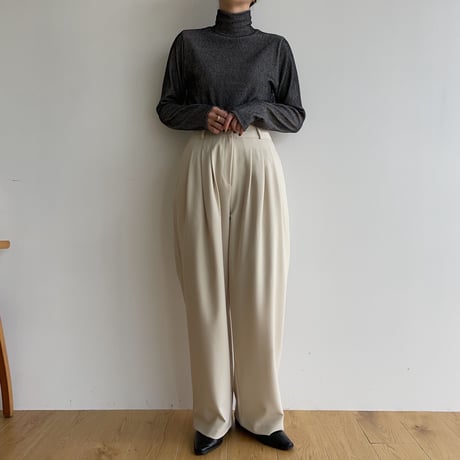 【nokcha original】three tuck wide pants/ivory_np0766